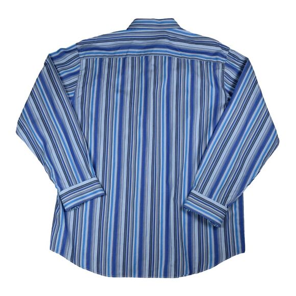 Bugatchi Men's Shirt Flip Cuff Long Sleeve Stripes & Paisley Luxurious XXXL 3XL - Picture 9 of 10